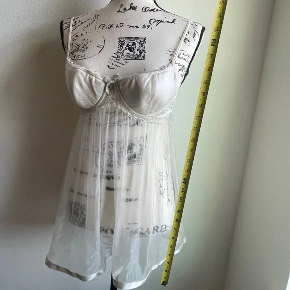 Y2K 2000's Victoria Secret Babydoll Sexy Little things Sz 34C‎ ivory Nightgown